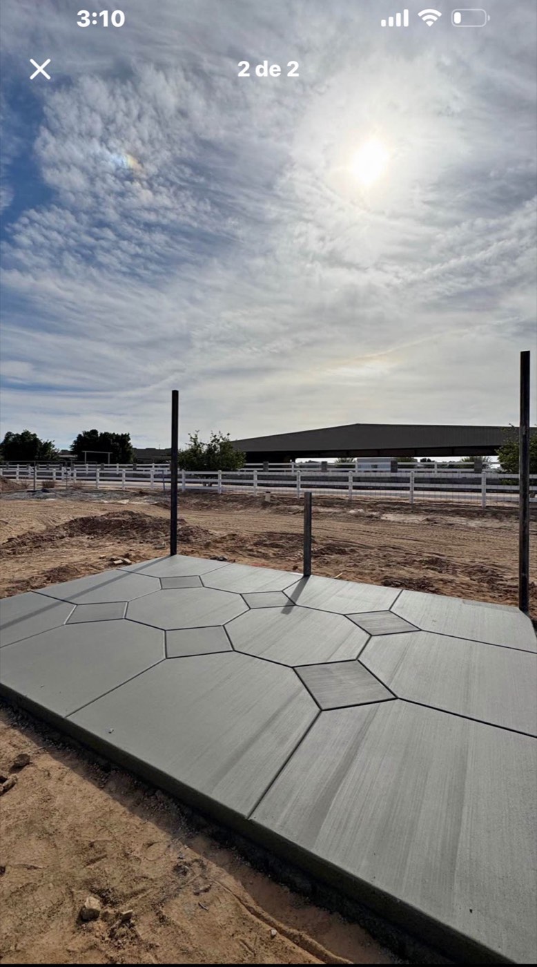 Custom hexagonal concrete pad
